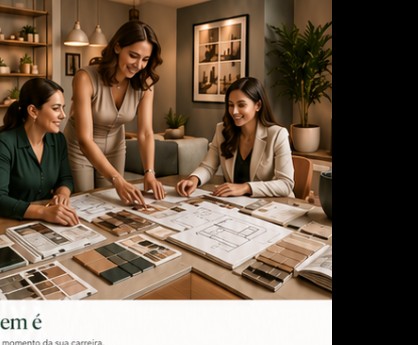 Profissionais trabalhando em um projeto de interiores